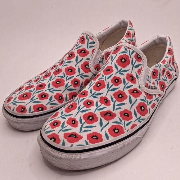Vans California Poppy Floral Slip On Skateboarding Shoes Size 10.5 Women's - Picture 1 of 7